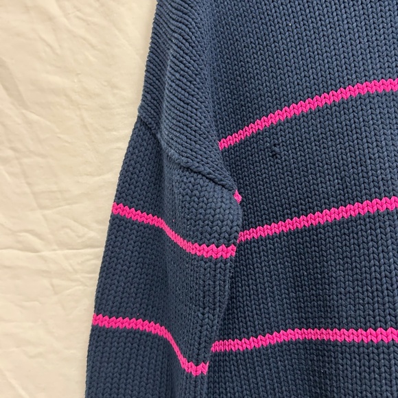 Navy Knit Banana Republic Sweater With Pink Stripes - Picture 2 of 5